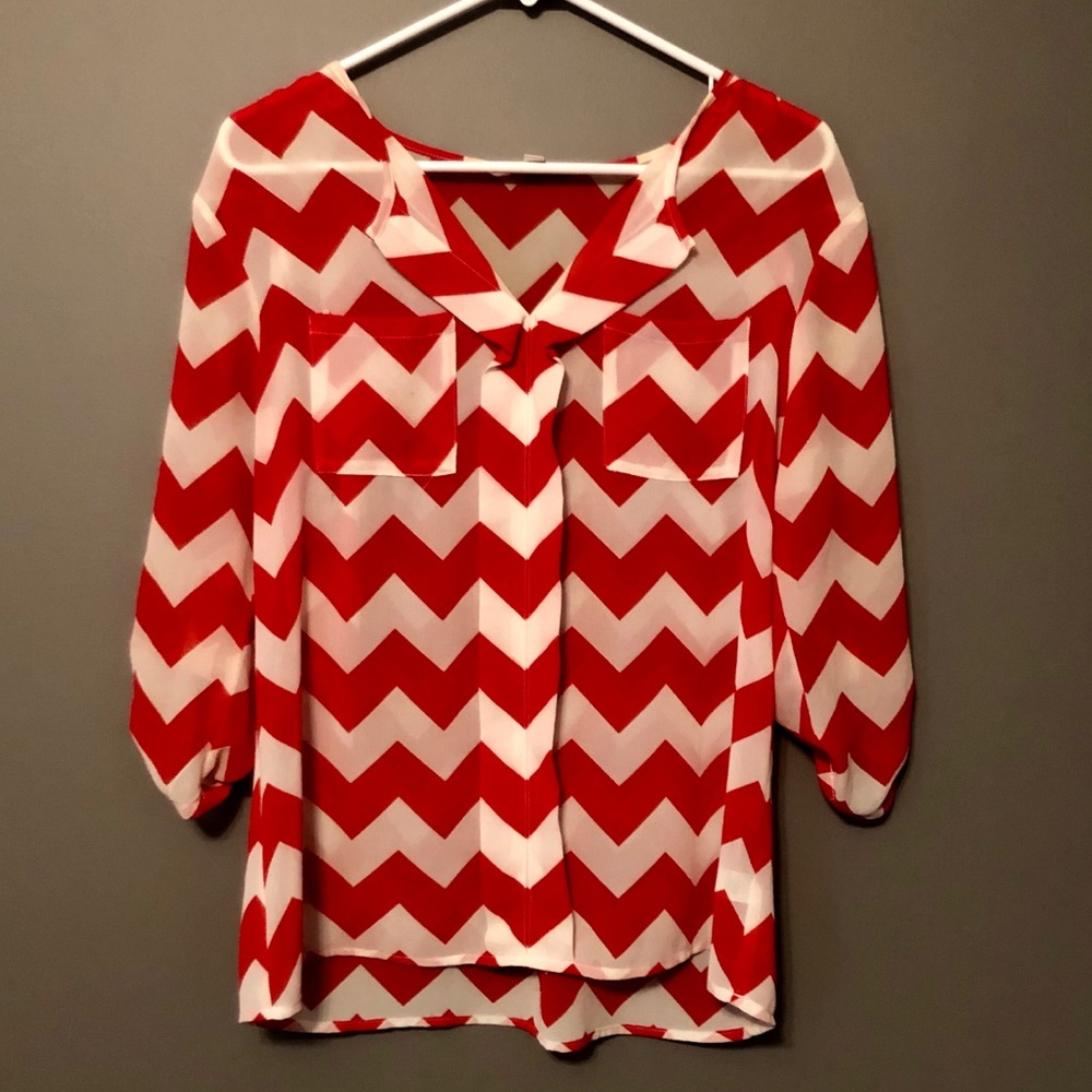 Women’s sheer chevron blouse
